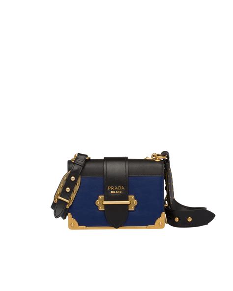 prada cahier blue|Ink Blue/black Leather Prada Cahier Bag .